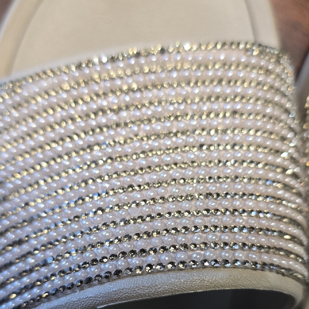 SKECHERS Women's Silver Slide Sandals - Picture 4 of 5